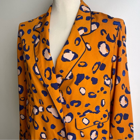 3.1 Phillip Lim x Target Animal Print Blazer Smoking Jacket Medium Orange Blue - Picture 2 of 8